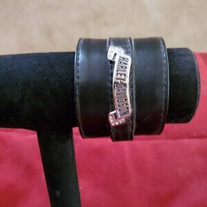 Harley Davidson Black Leather Wrap/Cuff Bracelet